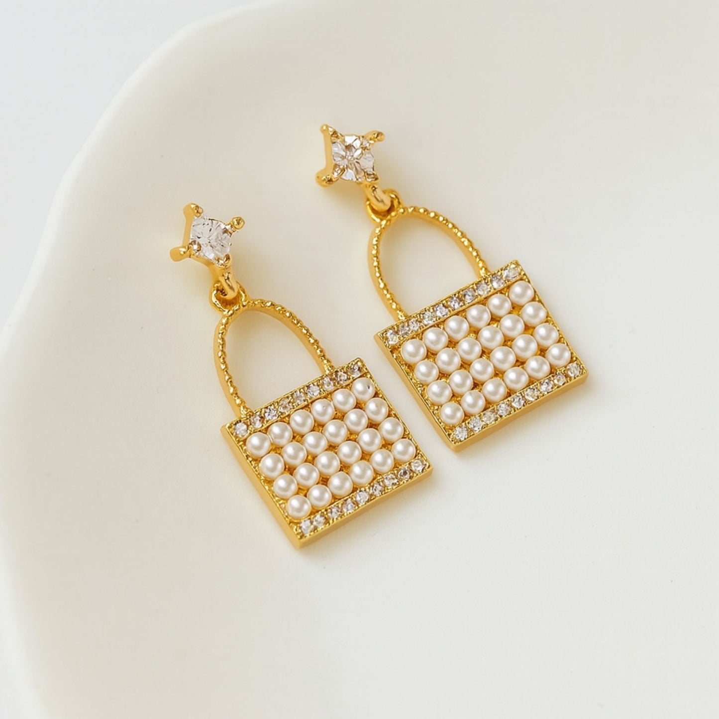 pearl bag earrings