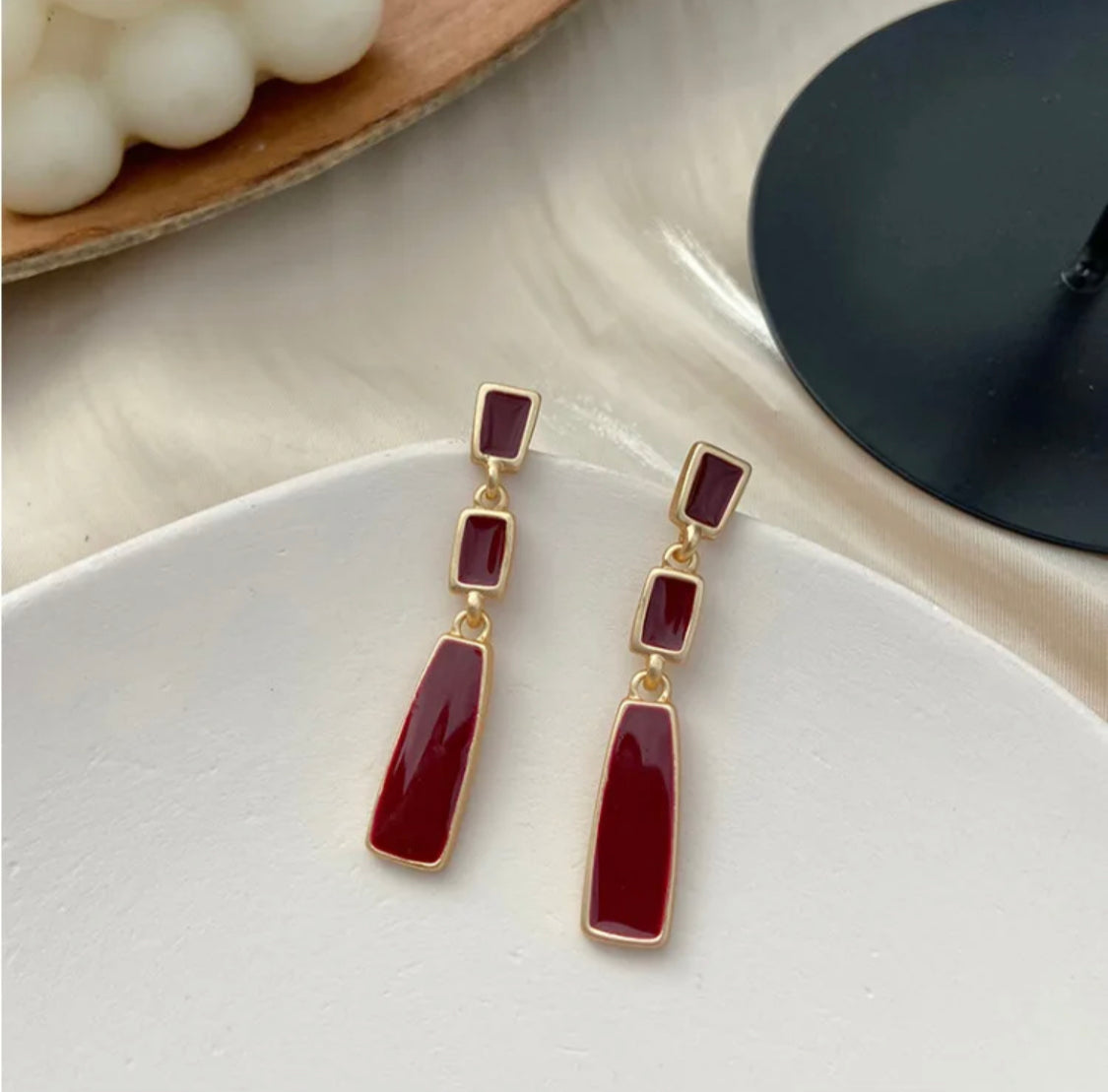 classy red earrings